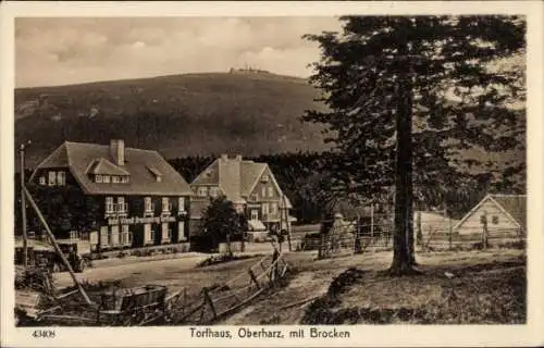 Ak Torfhaus Altenau Schulenberg Clausthal Zellerfeld im Oberharz, Ortspartie mit Brocken, Hotel