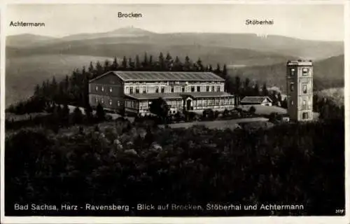 Ak Bad Sachsa im Harz, Ravensberg, Blick auf Brocken, Stöberhai und Achtermann