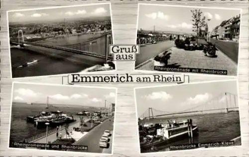 Ak Emmerich am Niederrhein, Rheinpromenade, Rheinbrücke, Emmerich-Kleve