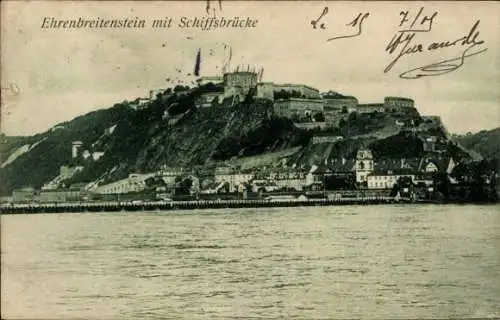 Ak Ehrenbreitstein Koblenz am Rhein, Schiffsbrücke