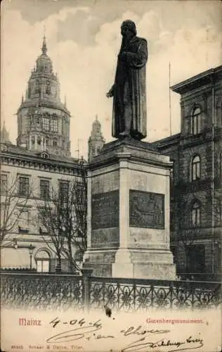 Ak Mainz am Rhein, Gutenbergmonument