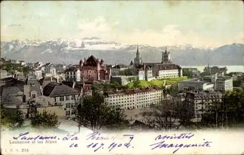 Ak Lausanne Kanton Waadt, Panorama, les Alpes