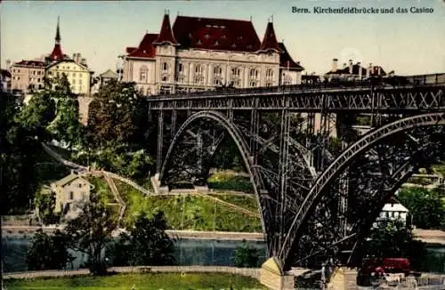 Ak Berne Bern Stadt Schweiz, Kirchenfeldbrücke, Casino
