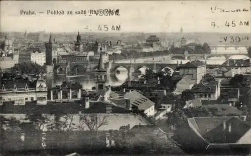 Ak Praha Prag Tschechien, Panorama, Brücken