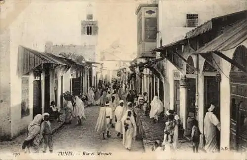 Ak Tunis Tunesien, Straßenpartie, Moschee, Araber, Maghreb
