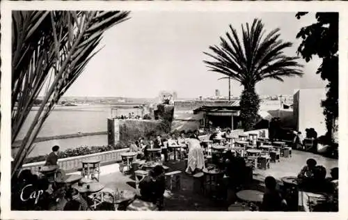 Ak Rabat Marokko, Café Maure des Oudalas, Maurisches Cafe, Terrasse