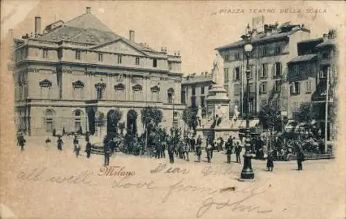 Ak Milano Mailand Lombardia, Piazza Teatro della Scala