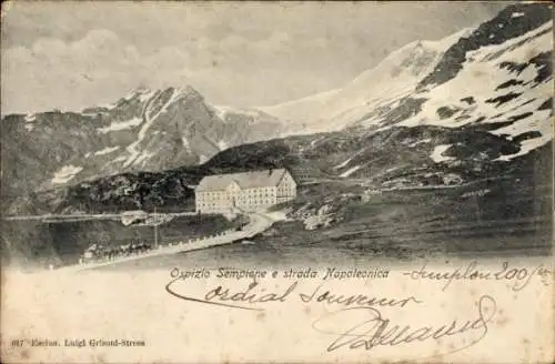 Ak Simplon Kanton Wallis, Ospizio del Sempione, strada Napoleonica