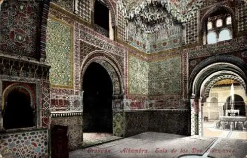 AK Granada Andalusien Spanien, Alhambra, Halle der beiden Germanen