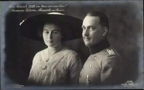 Ak Prinz Heinrich XXXIII von Reuss mit Prinzessin Victoria Margarete, Liersch 4130