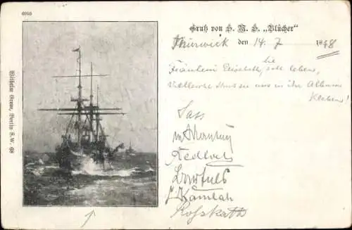 Ak Deutsches Kriegsschiff, SMS Blücher, Torpedoschulschiff