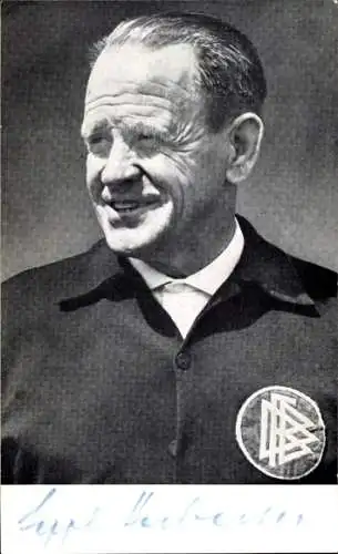 Foto Ak Fußballer Sepp Herberger, Portrait, Autogramm