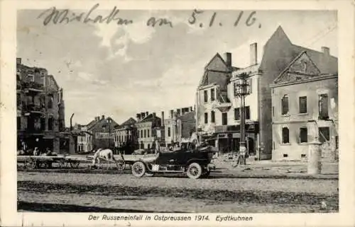 Ak Tschernyschewskoje Eydtkuhnen Ostpreußen, Russeneinfall 1914, Ruinen