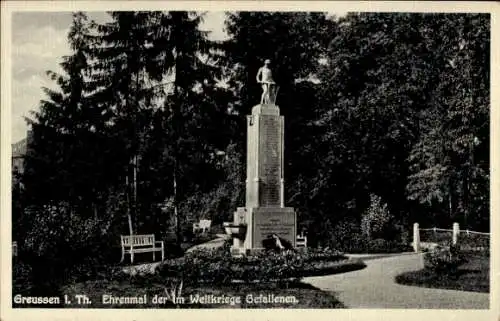 Ak Greußen in Thüringen, Ehrenmal der im Weltkriege Gefallenen