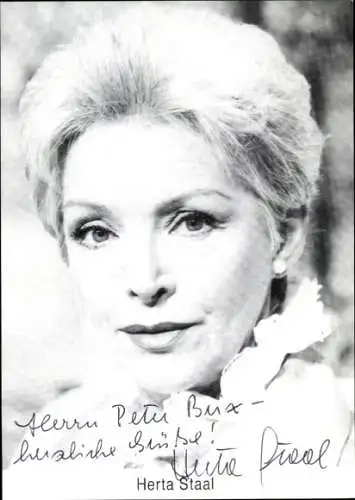 Ak Schauspielerin Herta Staal, Portrait, Autogramm