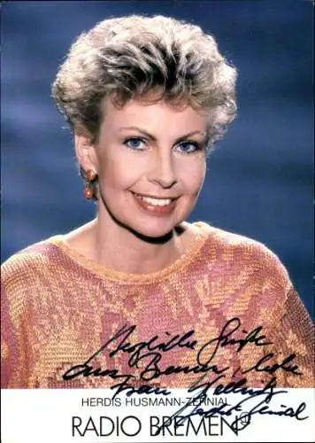 Ak Schauspielerin Herdis Husmann-Zernial, Portrait, Radio Bremen, Autogramm