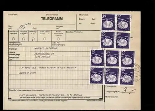 Michel Nr. 497 (10) auf Telegramm, Berlin Schönefeld Flughafen