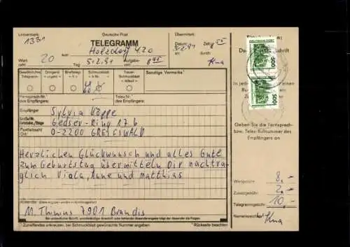 Michel Nr. 3352 (2) auf Telegramm