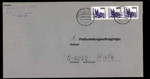 Michel Nr. 3351 (3) auf Postzustellungsauftrag, Kreisgericht Halle