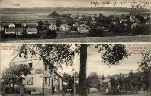 Ak Hardert im Westerwald, Warenhandlung, Springbrunnen, Friedenseiche, Kaiser-Eiche