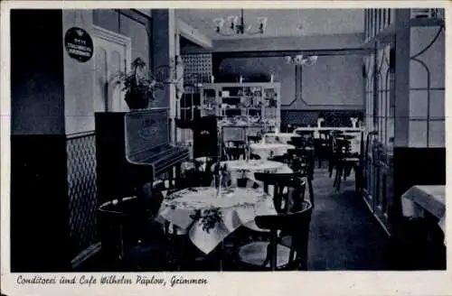 Ak Grimmen in Mecklenburg Vorpommern, Konditorei, Café Wilhelm Päplow, Innenansicht