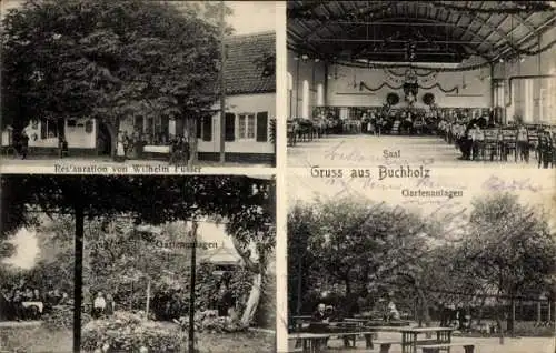 Ak Buchholz Duisburg im Ruhrgebiet, Restaurant, Saal, Gartenanlagen