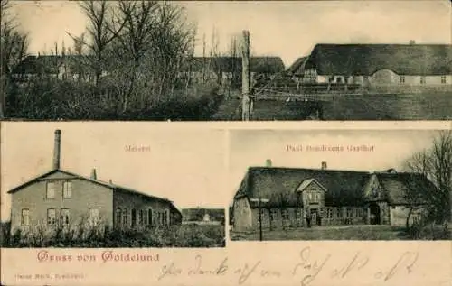 Ak Goldelund in Nordfriesland, Meierei, Paul Bendixens Gasthof