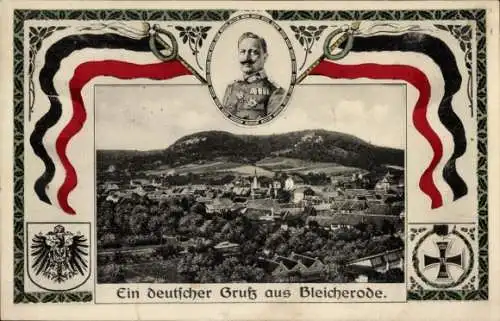 Passepartout Ak Bleicherode am Harz, Gesamtansicht, Kaiser Wilhelm II