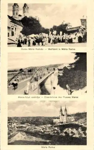 Ak Mariaradna Maria Radna Rumänien, Wallfahrt, Eisenbrücke, Kirche