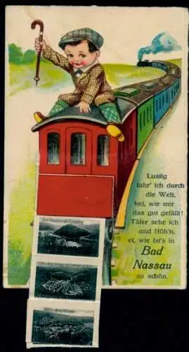 Leporello Ak Bad Nassau an der Lahn, Stadtansichten, Eisenbahn