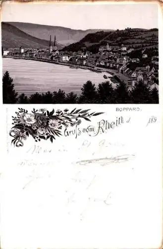Litho Boppard am Rhein, Totalansicht