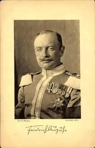 Ak König von Sachsen, Friedrich August, Portrait in Uniform, Orden