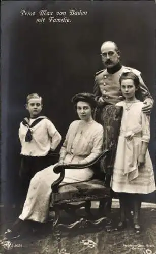 Ak Prinz Max von Baden mit Familie, Portrait