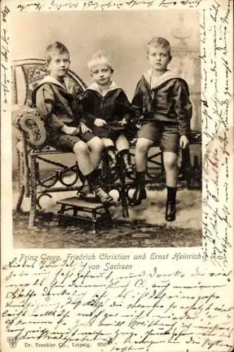 Ak Prinzen Georg, Friedrich Christian und Ernst Heinrich von Sachsen, Portrait, Trenkler 9710