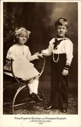 Ak Prinz Friedrich Christian und Prinzessin Elisabeth zu Schaumburg Lippe, Portrait