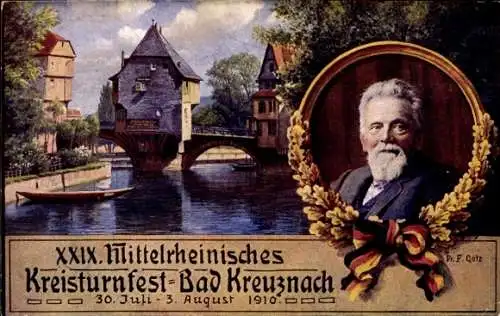 Künstler Ak Bad Kreuznach Rheinland Pfalz, XXIX. Mittelrheinisches Kreisturnfest, Dr. F. Götz, 1910