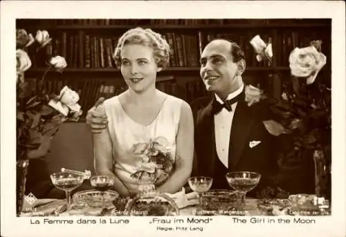 Ak Schauspieler Gerda Maurus und Gustav v. Wangenheim, Filmszene Frau im Mond, Regie Fritz Lang