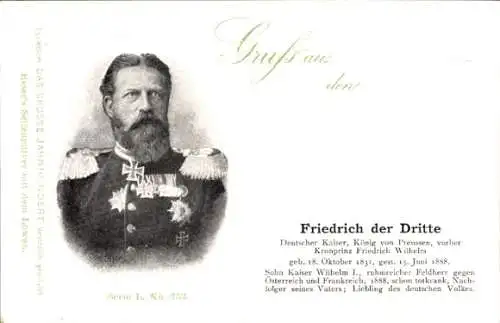 Ak Kaiser Friedrich III., König von Preußen, Portrait, Das große Jahrhundert, Esser's Seifenpulver