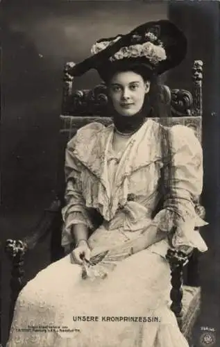 Ak Kronprinzessin Cecilie von Preußen, Portrait mit Hut