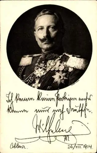 Ak Kaiser Wilhelm II., Portrait, Ich kenne keine Parteien mehr, Zitat 1914