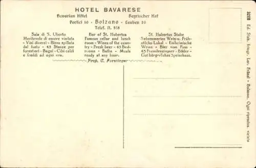 Ak Bozen Bolzano Südtirol, Hotel Bavarese, Bayrischer Hof, Lauben 10