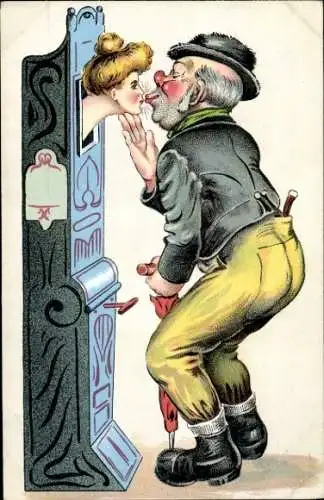 Ak Mann an einem Automat, Kussautomat