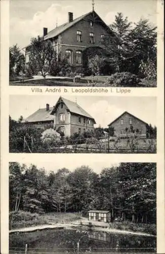 Ak Leopoldshöhe in Lippe, Villa Andre, Teich
