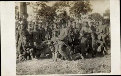 Foto Ak Deutsche Soldaten in Uniformen, Minenwerfer, Soldatenhumor, I WK