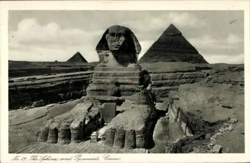 Ak Cairo Kairo Ägypten, Sphinx, Pyramiden