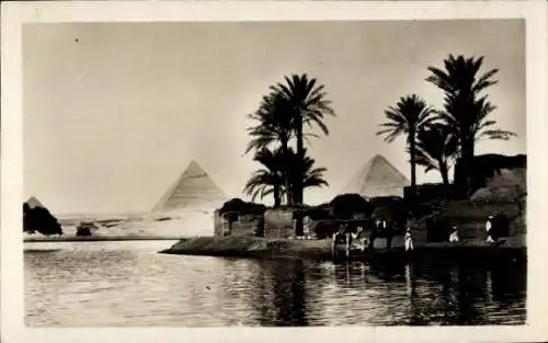 Ak Gizeh Ägypten, Blick zu den Pyramiden