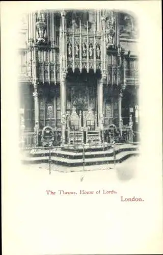Ak City of Westminster London England, House of Lords, der Thron