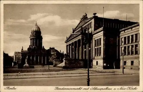 Ak Berlin Mitte, Gendarmenmarkt, Schauspielhaus, Neue Kirche