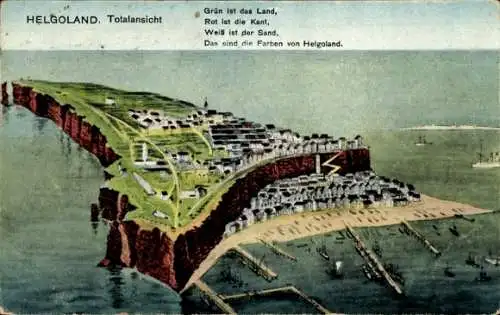 Ak Nordseeinsel Helgoland, Totalansicht