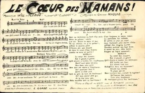 Lied Ak Le Coeur des Mamans, Will, Plebus, Musik Gaston Maquis